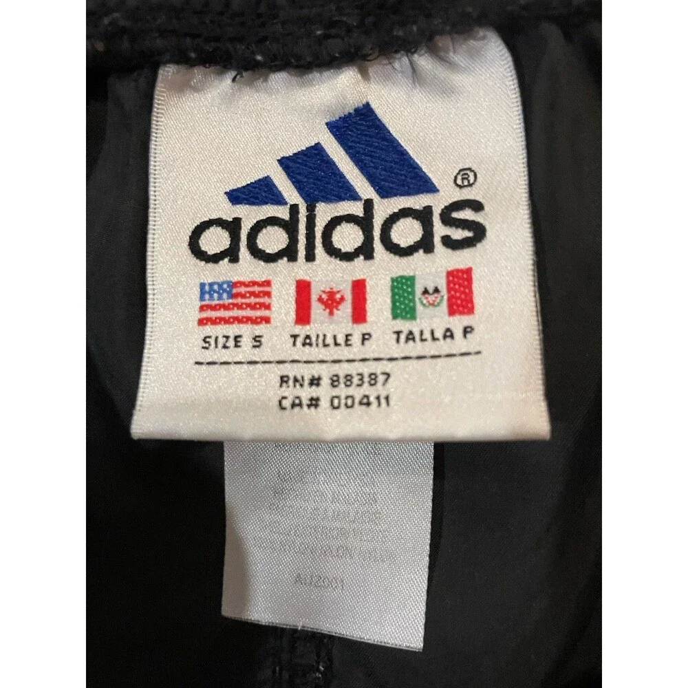adidas Men’s Black Track Pants White 3-Stripes Elastic Waist, Size S